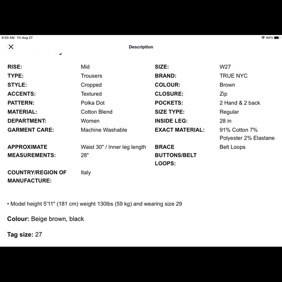 True NYC, Size 27 small, Light brown - Picture 8 of 9